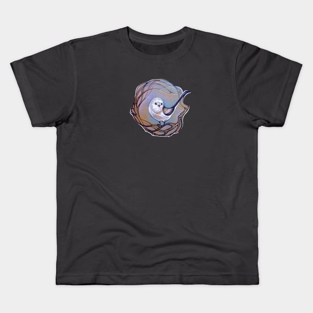 Long Tailed Tit, little cute songbird Kids T-Shirt by Yulla